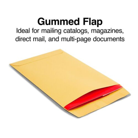 tions Gummed Kraft Catalog Envelopes 9" x 6" Brown 500/Box
