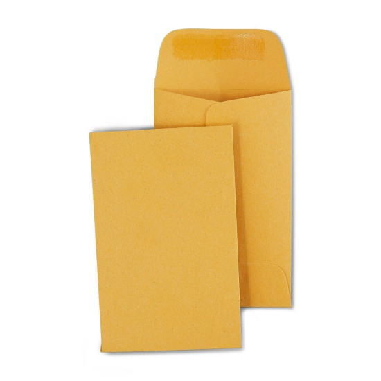 tions Gummed Currency Envelopes 2 1/4" x 3 1/2" Brown 500/Box