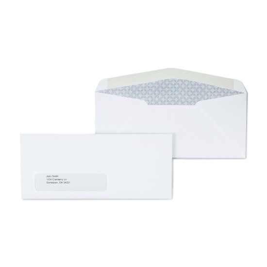 tions Gummed Security Tinted Business Env. 4 1/8" x 9 1/2" White