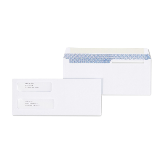 tions Gummed Laser Double-Window Security-Tint Envelopes 500/BX